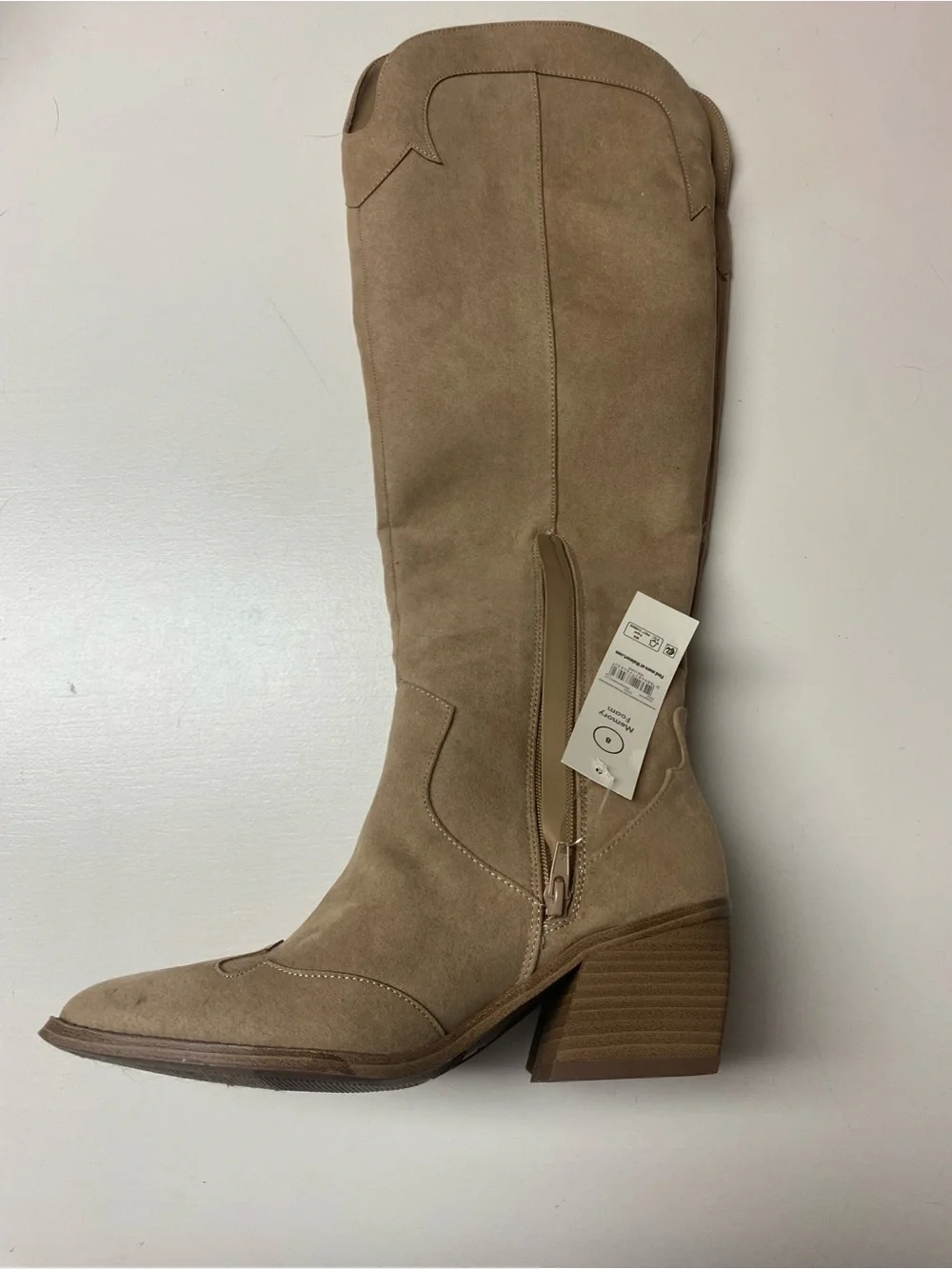 No Boundaries Tan Over-the-Knee Suede Boots with Stud Embellishment